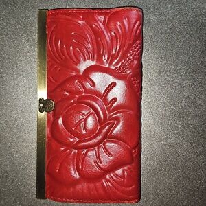 Patricia Nash Red Tooled Leather Wallet